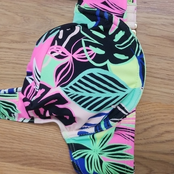 NO Boundaries Swim Bikini Set Top Bottoms Neon Zebra Print Abstract NEW - Picture 3 of 10